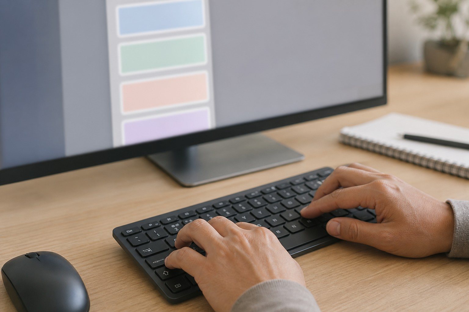 Escritorio de trabajo con varios fragmentos copiados organizados visualmente